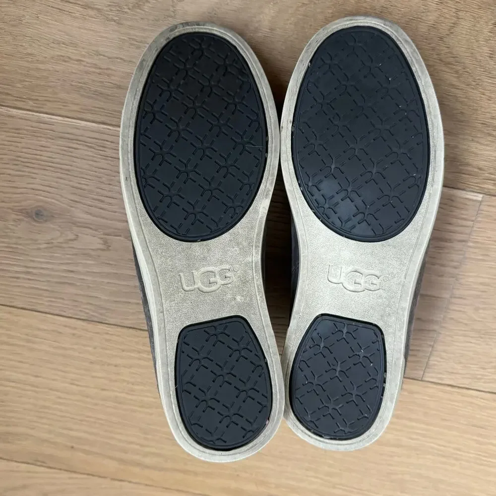 UGG Gray Suede Taya Sherpa Lined Low Top Sneakers Size 8 Fall/Winter
